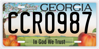 GA license plate CCR0987