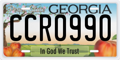 GA license plate CCR0990