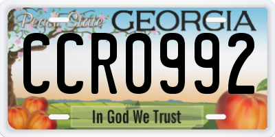 GA license plate CCR0992