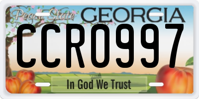 GA license plate CCR0997