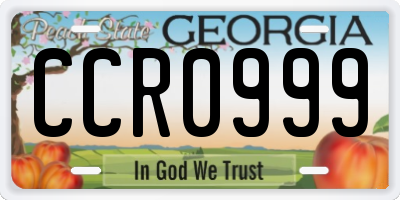 GA license plate CCR0999