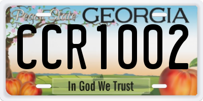 GA license plate CCR1002