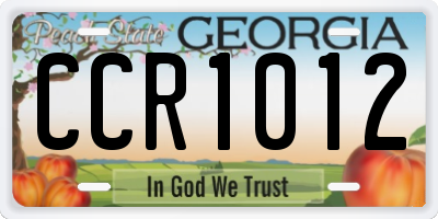 GA license plate CCR1012