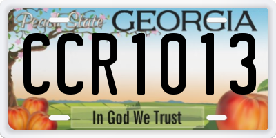 GA license plate CCR1013