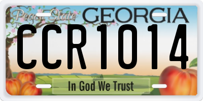 GA license plate CCR1014