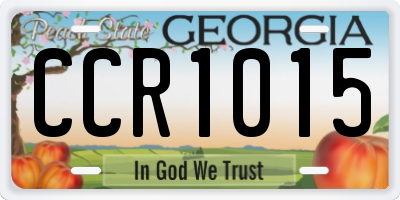 GA license plate CCR1015