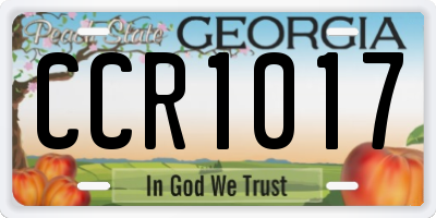 GA license plate CCR1017