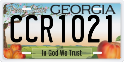 GA license plate CCR1021