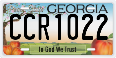 GA license plate CCR1022