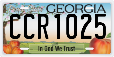 GA license plate CCR1025