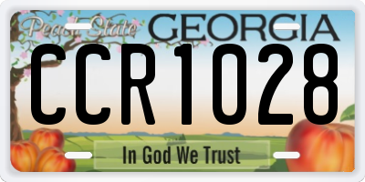 GA license plate CCR1028