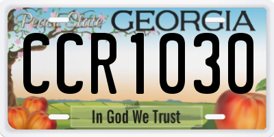 GA license plate CCR1030
