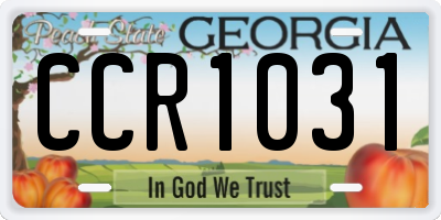 GA license plate CCR1031