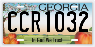 GA license plate CCR1032