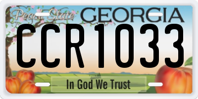 GA license plate CCR1033