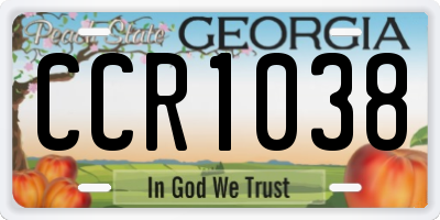 GA license plate CCR1038