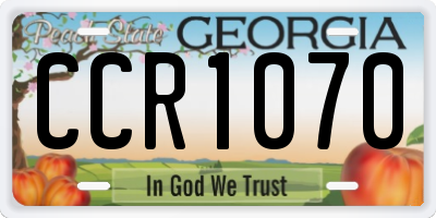 GA license plate CCR1070