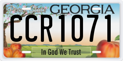 GA license plate CCR1071