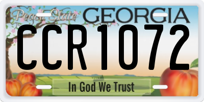 GA license plate CCR1072