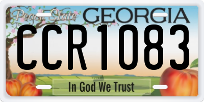 GA license plate CCR1083
