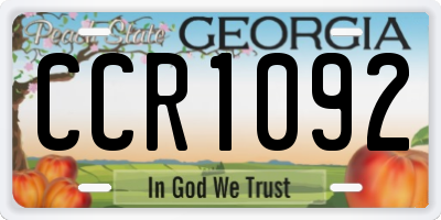 GA license plate CCR1092