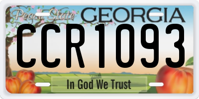 GA license plate CCR1093