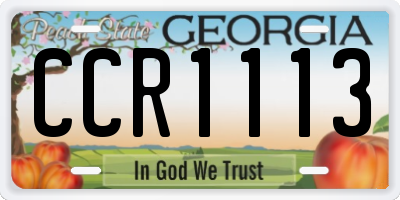 GA license plate CCR1113