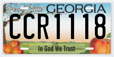 GA license plate CCR1118