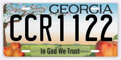 GA license plate CCR1122