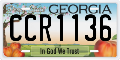 GA license plate CCR1136