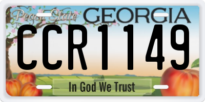 GA license plate CCR1149