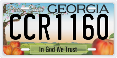 GA license plate CCR1160