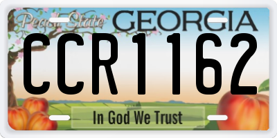 GA license plate CCR1162
