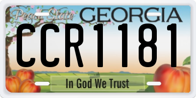 GA license plate CCR1181