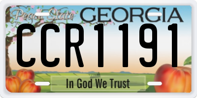 GA license plate CCR1191