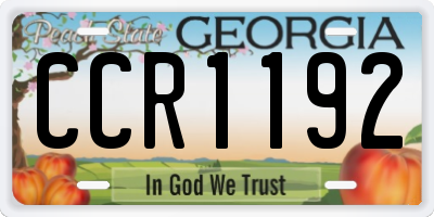 GA license plate CCR1192
