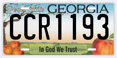 GA license plate CCR1193
