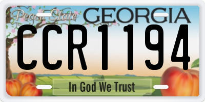 GA license plate CCR1194