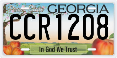GA license plate CCR1208