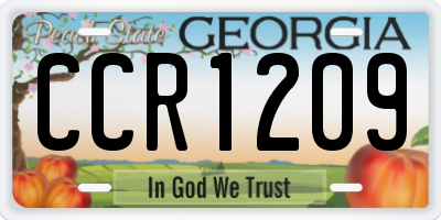 GA license plate CCR1209