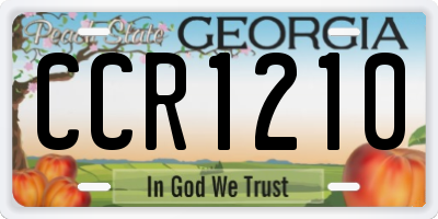 GA license plate CCR1210