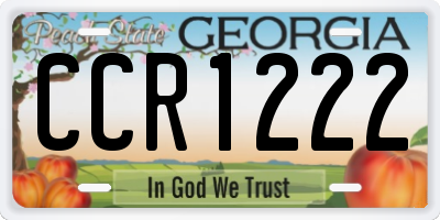 GA license plate CCR1222