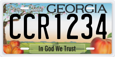 GA license plate CCR1234
