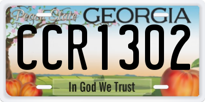 GA license plate CCR1302