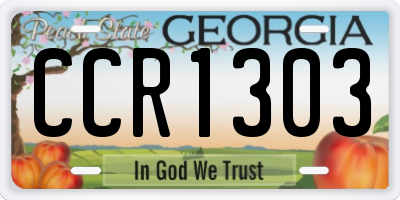 GA license plate CCR1303