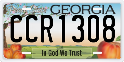 GA license plate CCR1308