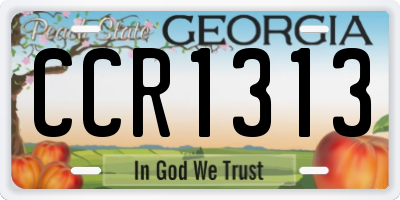 GA license plate CCR1313