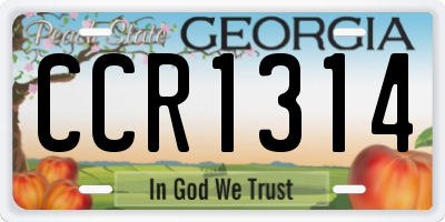 GA license plate CCR1314