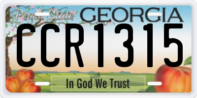 GA license plate CCR1315