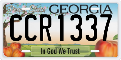 GA license plate CCR1337